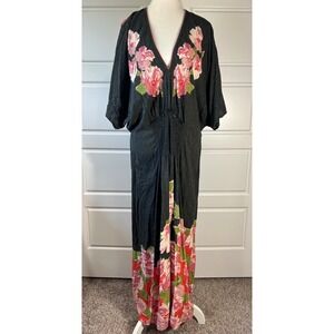 Anthropologie Blank London Plus One Size‎ Floral Print Viscose Kimono Maxi Dress